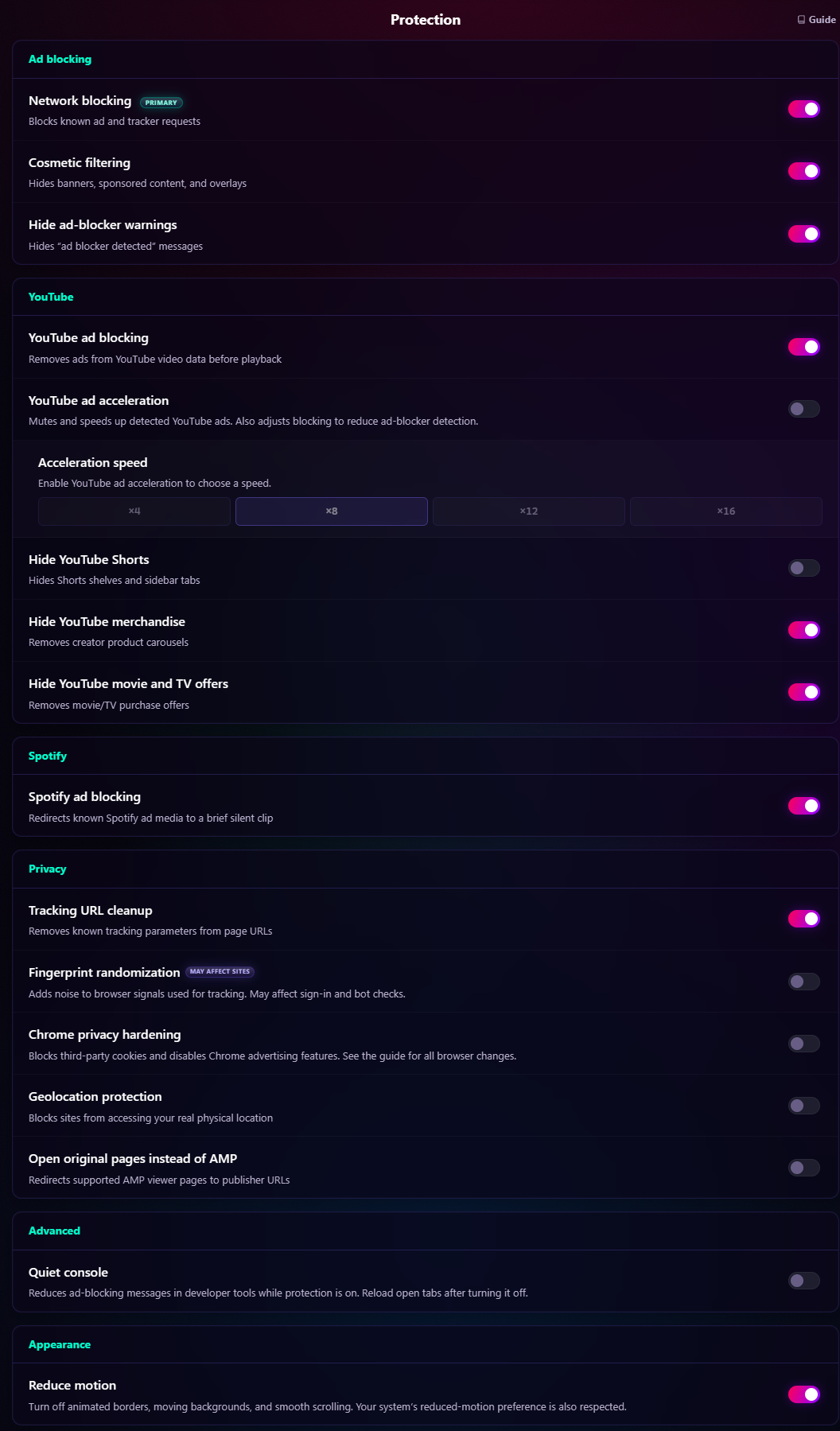 Chroma protection layer settings